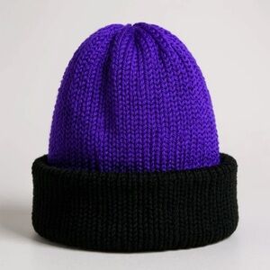 Purple and Black Knit Beanie Made by Nikita Naomi